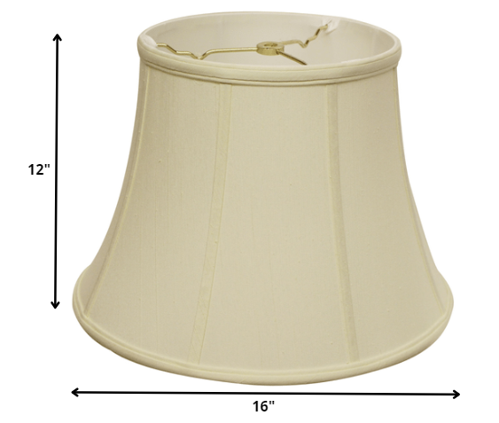 HomeRoots 16" Altered Bell Monay Shantung Lampshade in Ivory Finish