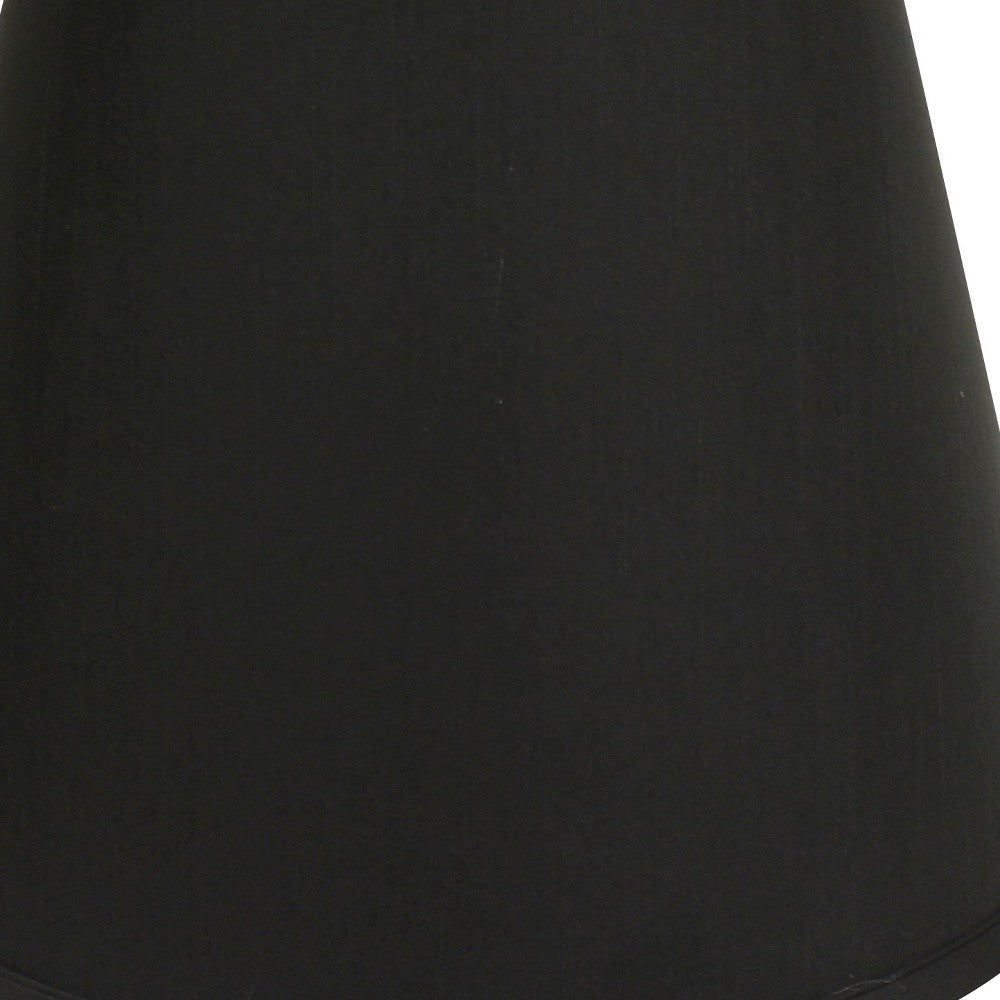 HomeRoots 16" Empire Deep Slanted Shantung Lampshade in Black Finish With White Lining