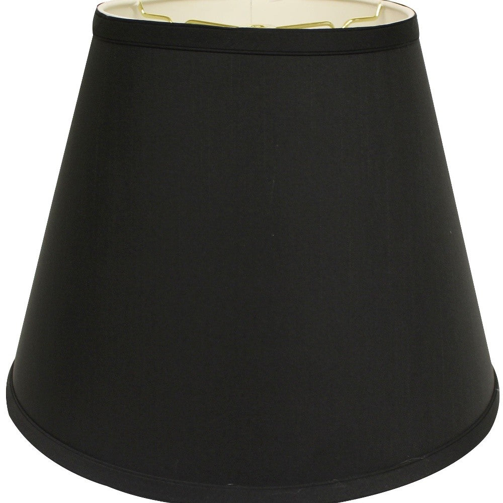 HomeRoots 16" Empire Deep Slanted Shantung Lampshade in Black Finish With White Lining