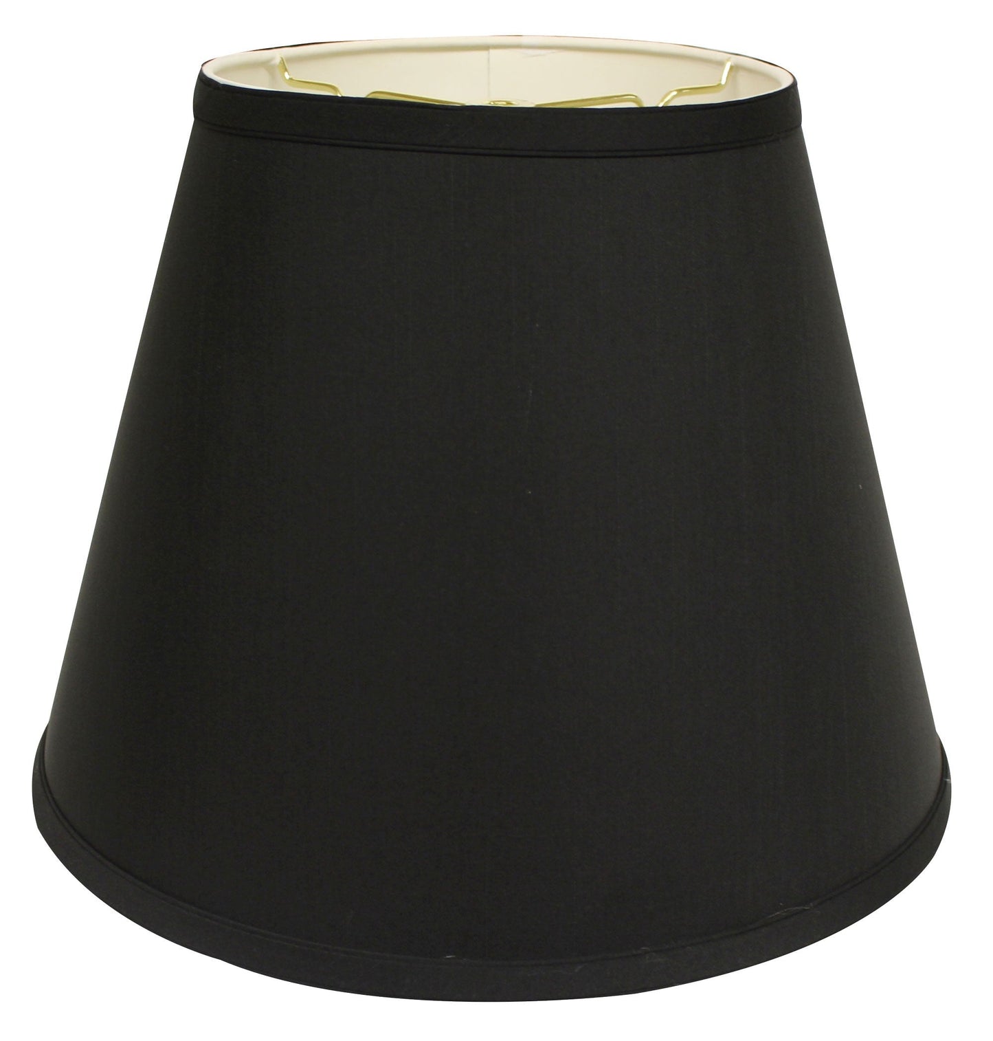 HomeRoots 16" Empire Deep Slanted Shantung Lampshade in Black Finish With White Lining