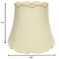 HomeRoots 16" Empire Slanted Cylinder Scroll Edge Silk Lampshade in Ivory Finish