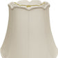 HomeRoots 16" Empire Slanted Cylinder Scroll Edge Silk Lampshade in White Finish