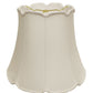 HomeRoots 16" Empire Slanted Cylinder Scroll Edge Silk Lampshade in White Finish