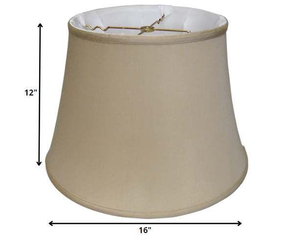 HomeRoots 16" Greige Sloped Euro Bell Pongee Shantung Lampshade