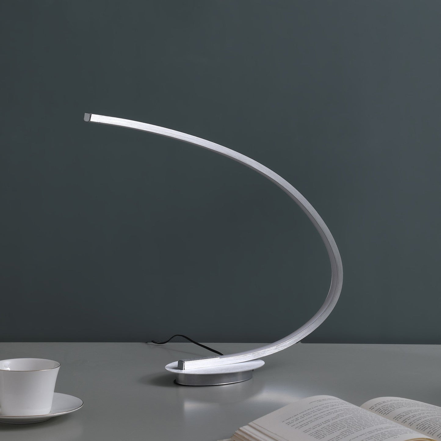 HomeRoots 16” LED Tube Table Lamp in Silver Finish