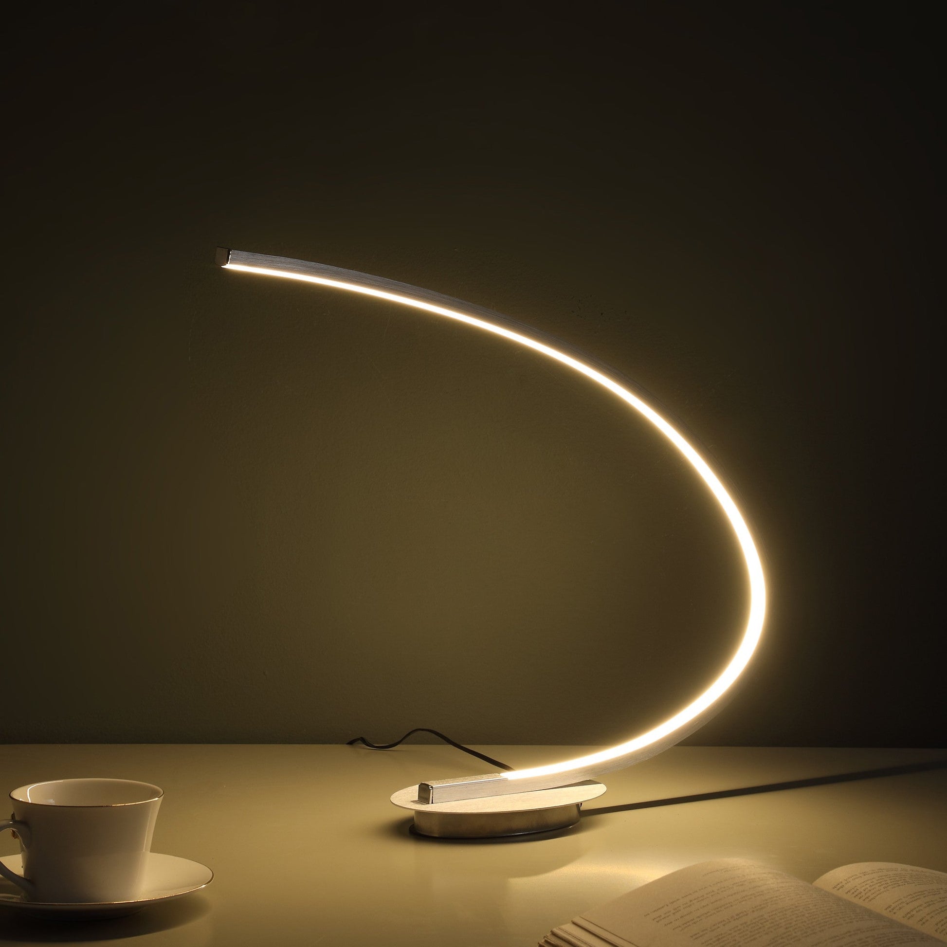 HomeRoots 16” LED Tube Table Lamp in Silver Finish