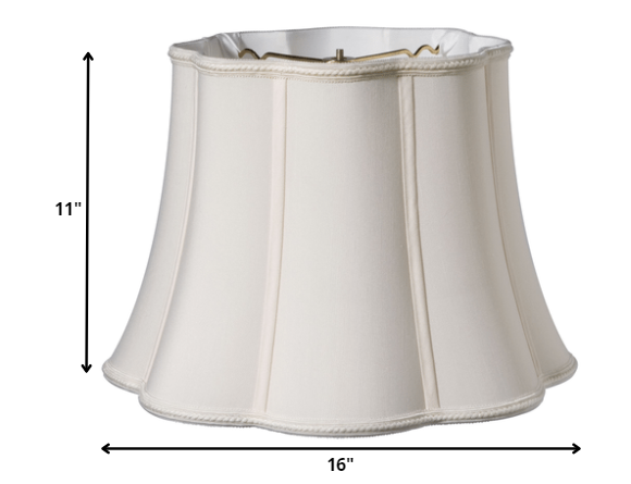HomeRoots 16" Melon Scallop Paperback Shantung Lampshade in Cream Finish