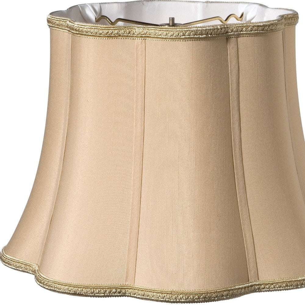 HomeRoots 16" Melon Scallop Paperback Shantung Lampshade in Vintage Gold Finish