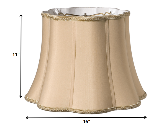 HomeRoots 16" Melon Scallop Paperback Shantung Lampshade in Vintage Gold Finish