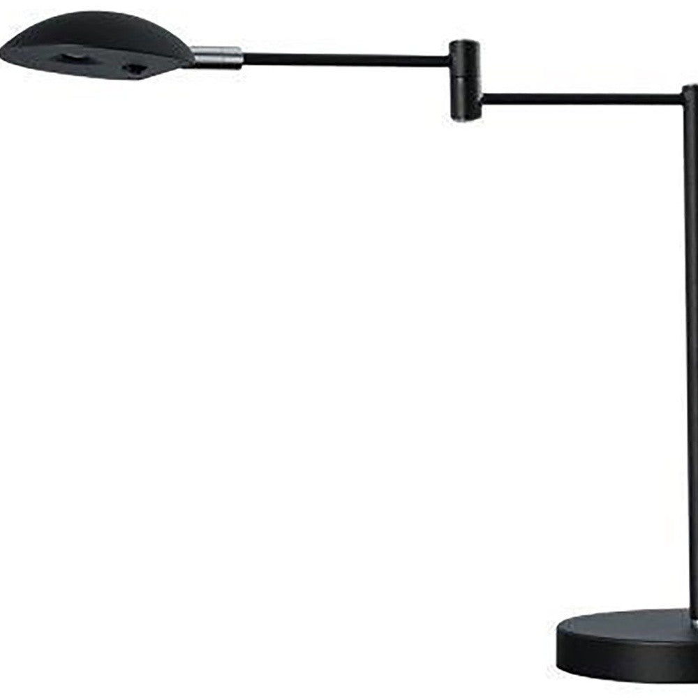 HomeRoots 16" Metal Desk Table Lamp With Dome Shade in Black Finish