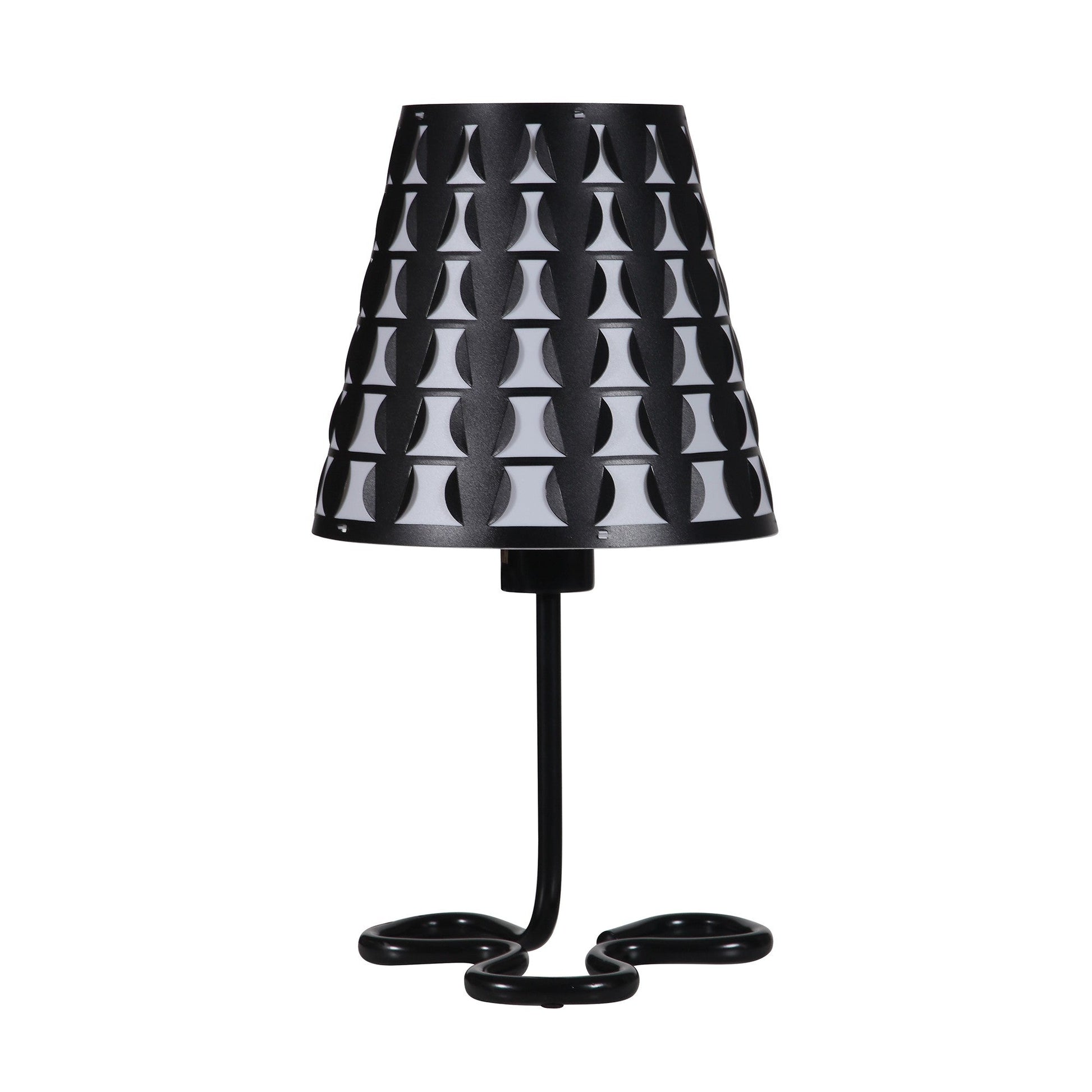 HomeRoots 16” Modern Metal Bedside Table Lamp in Black and White Finish