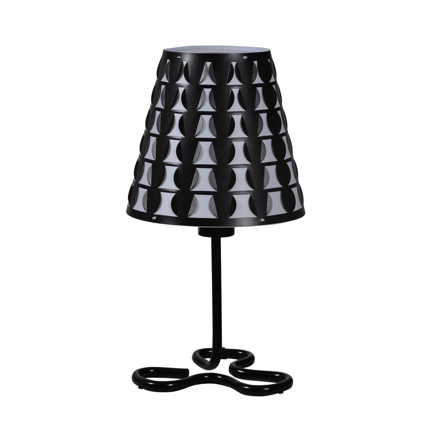 HomeRoots 16” Modern Metal Bedside Table Lamp in Black and White Finish