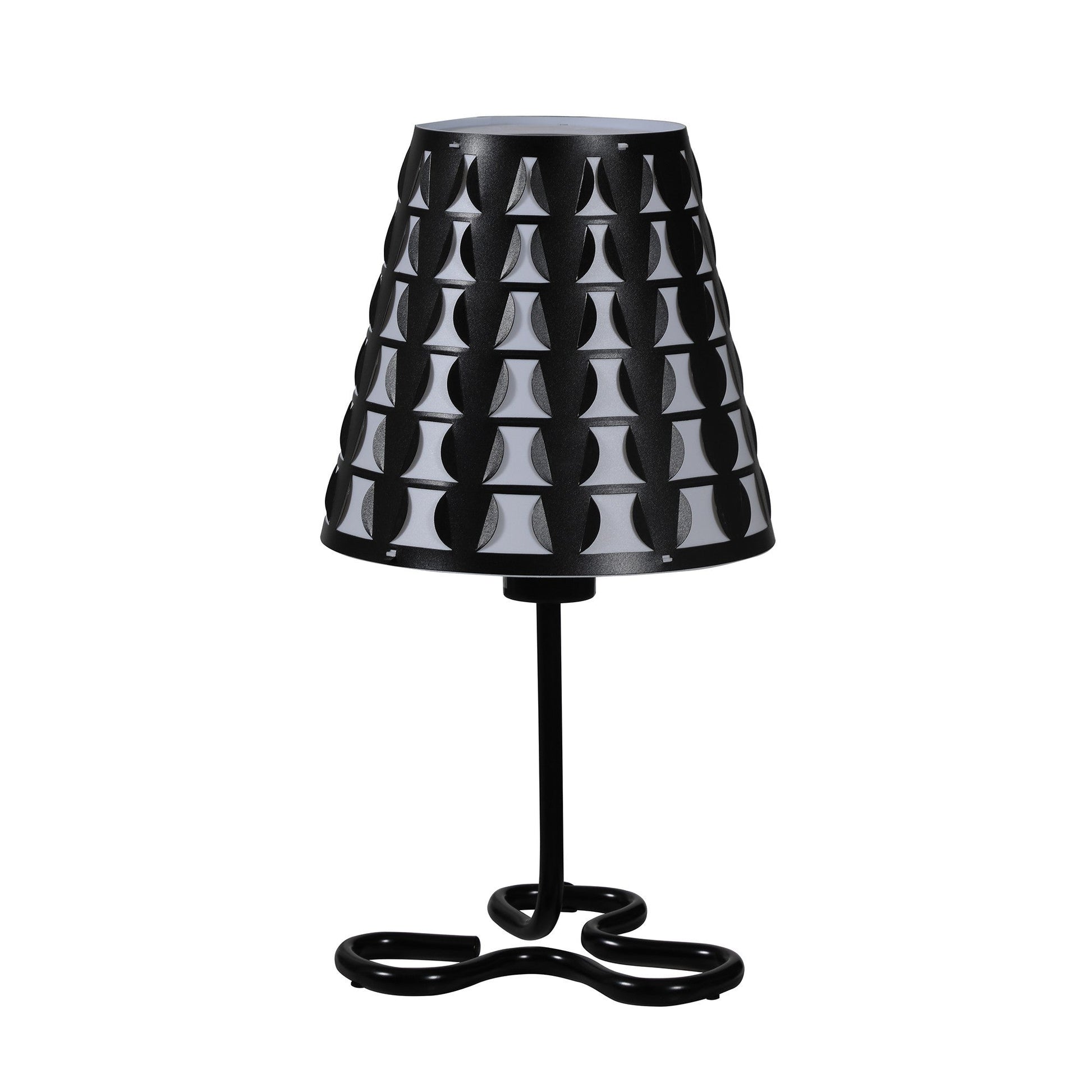HomeRoots 16” Modern Metal Bedside Table Lamp in Black and White Finish