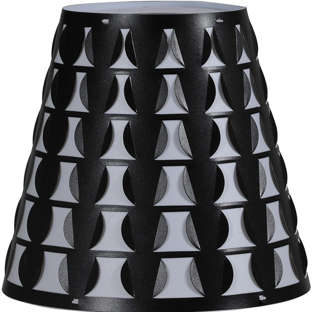 HomeRoots 16” Modern Metal Bedside Table Lamp in Black and White Finish