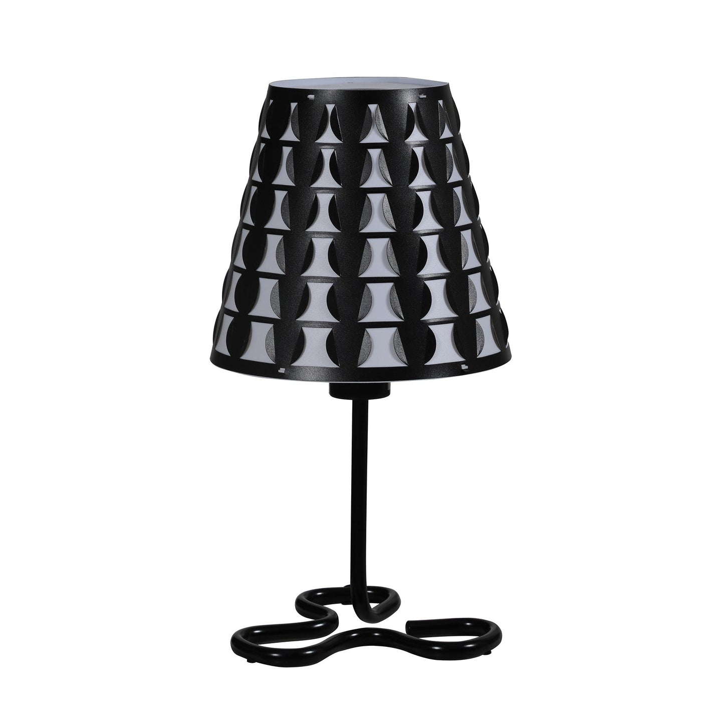 HomeRoots 16” Modern Metal Bedside Table Lamp in Black and White Finish