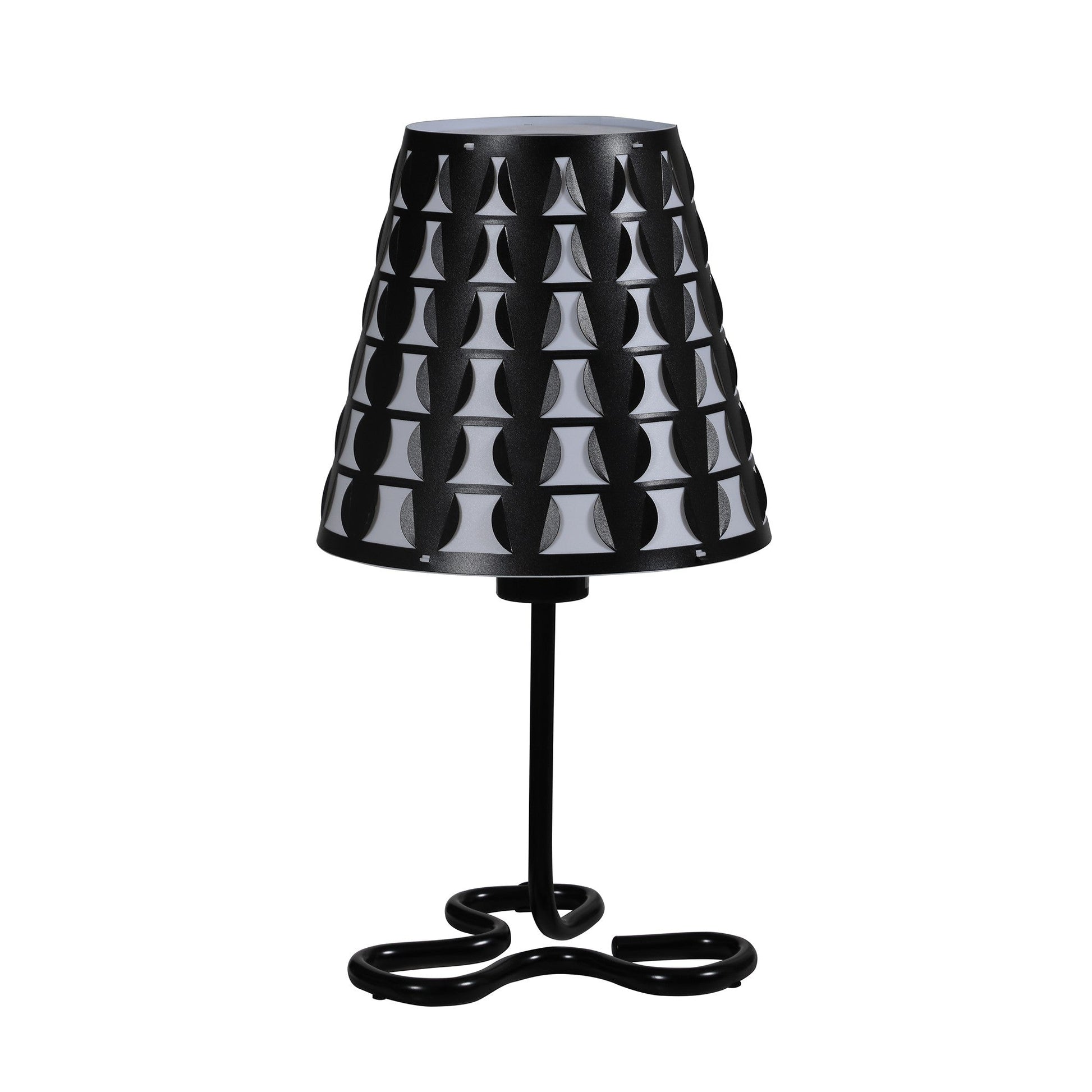 HomeRoots 16” Modern Metal Bedside Table Lamp in Black and White Finish