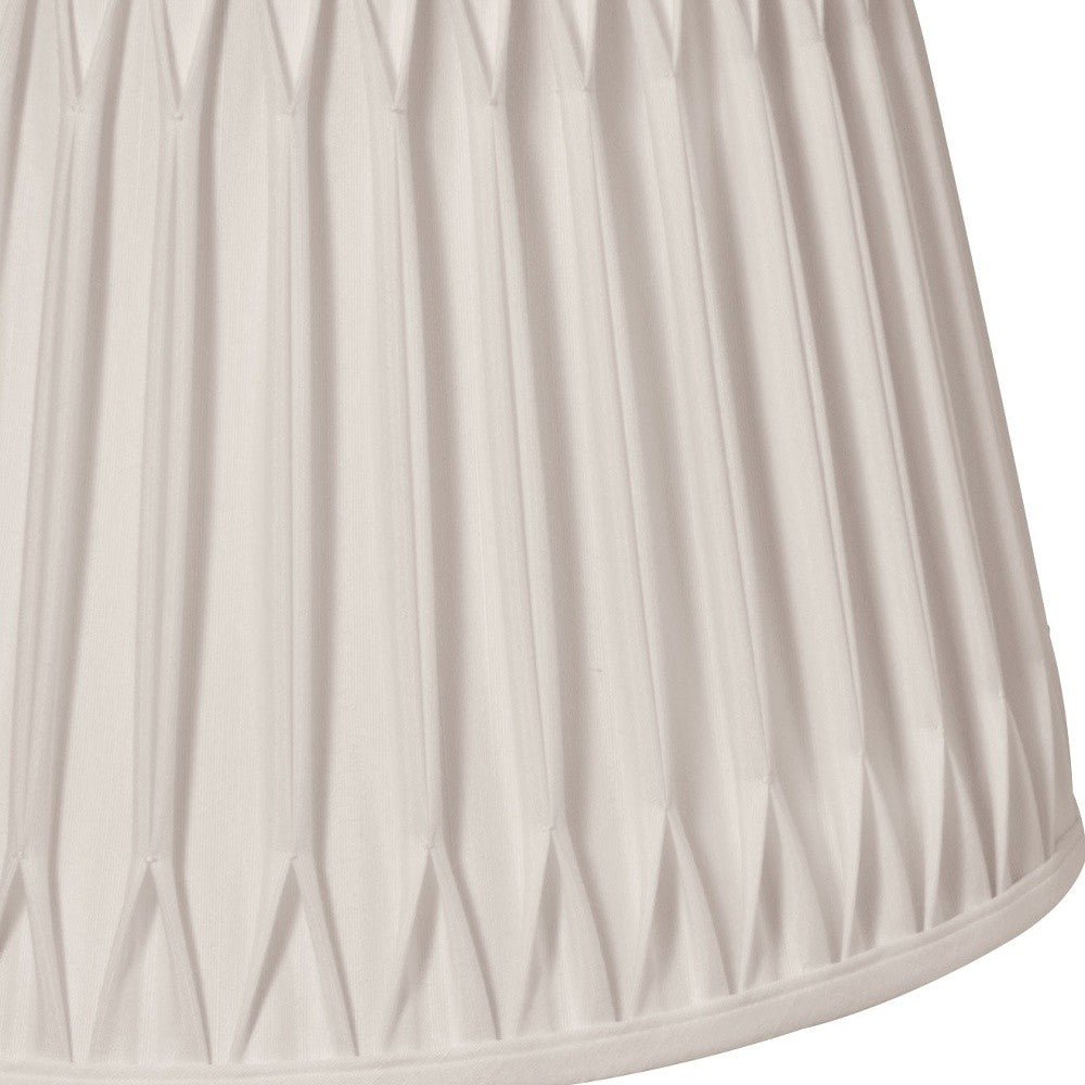 HomeRoots 16" Oval Smocked Pleat Paperback Shantung Lampshade in Cream Finish