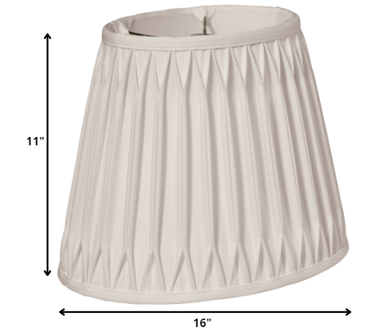 HomeRoots 16" Oval Smocked Pleat Paperback Shantung Lampshade in Cream Finish