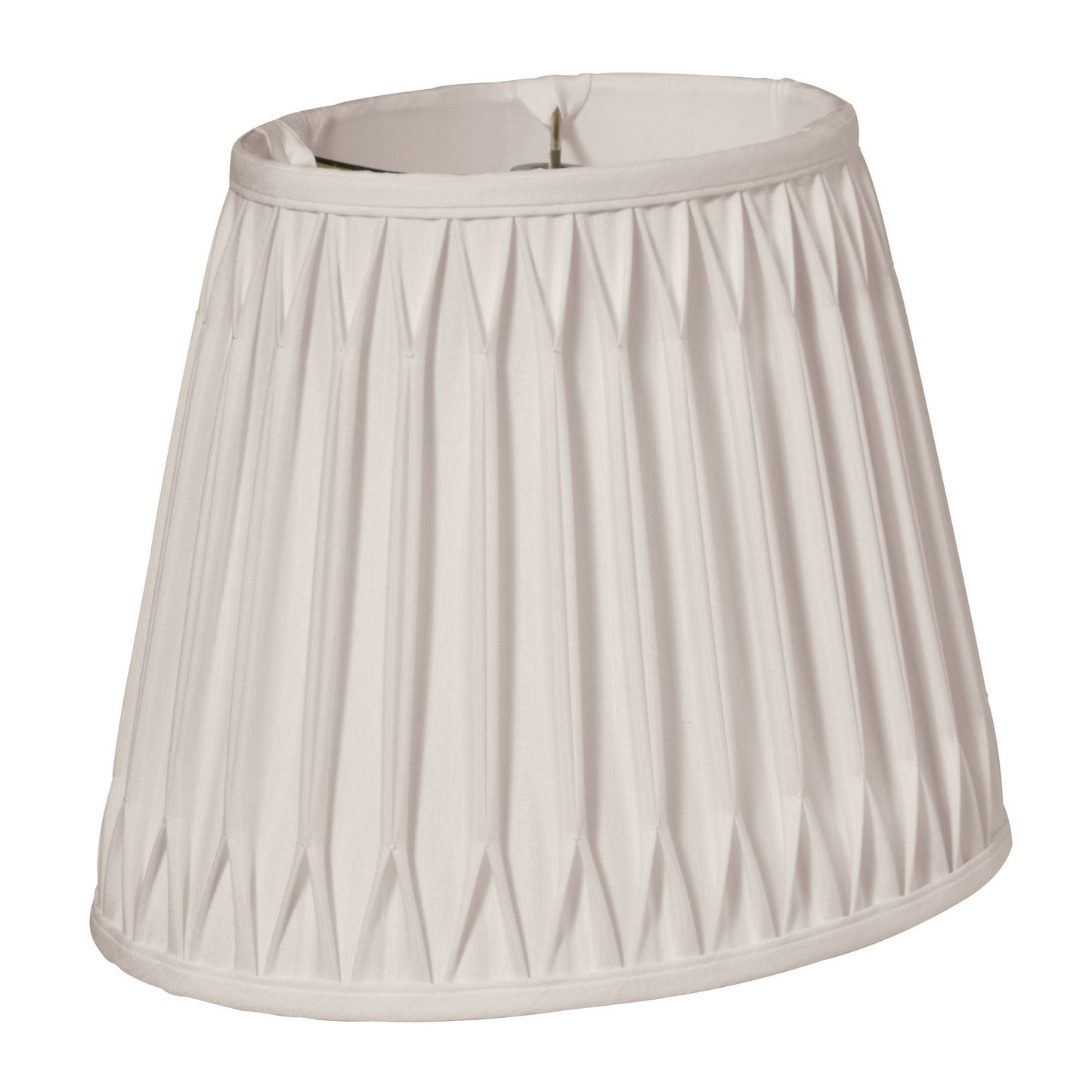 HomeRoots 16" Oval Smocked Pleat Paperback Shantung Lampshade in Cream Finish