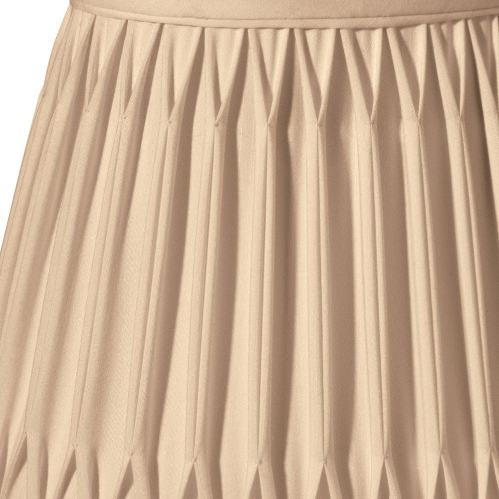 HomeRoots 16" Oval Smocked Pleat Paperback Shantung Lampshade in Vintage Gold Finish