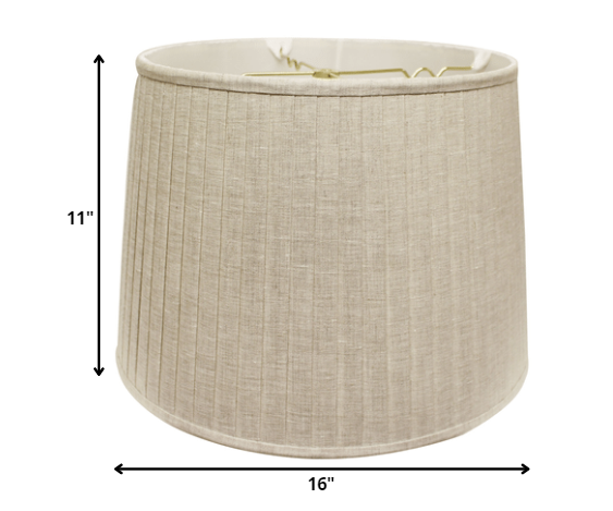 HomeRoots 16" Paperback Linen Lampshade With Side Pleats in Cream Finish