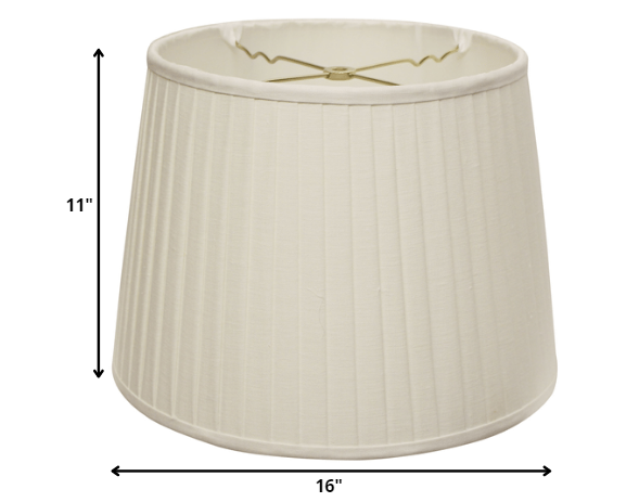 HomeRoots 16" Paperback Linen Lampshade with Side Pleats in White Finish