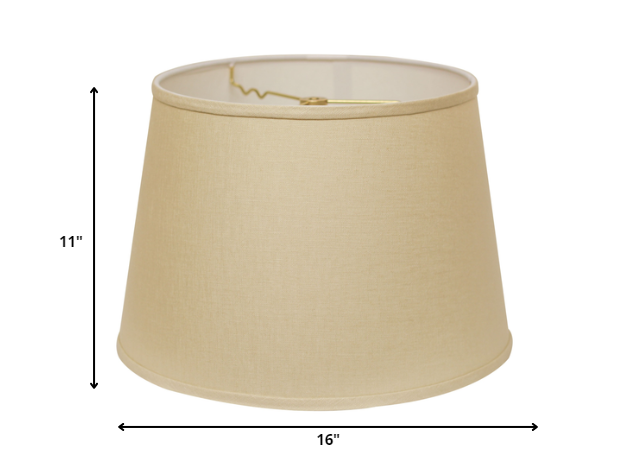 HomeRoots 16" Parchment Rounded Empire Slanted Linen Lampshade in Beige Finish