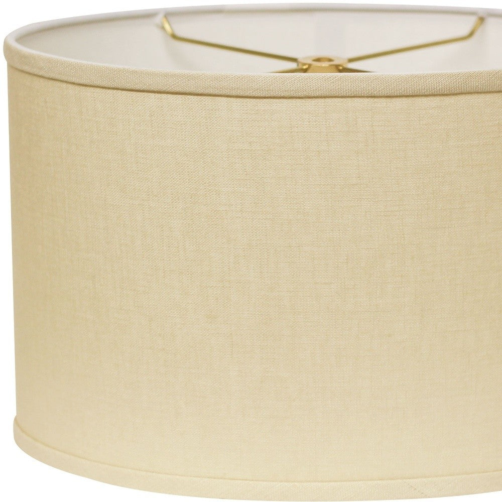 HomeRoots 16" Parchment Throwback Oval Linen Lampshade in Beige Finish