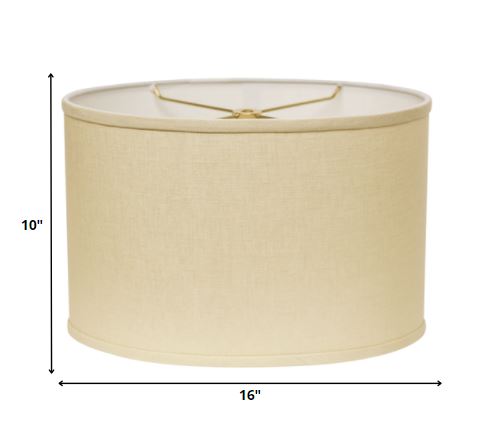 HomeRoots 16" Parchment Throwback Oval Linen Lampshade in Beige Finish