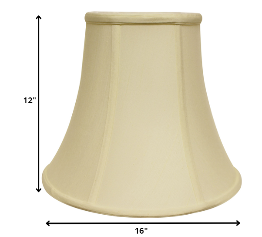 HomeRoots 16" Premium Bell Monay Shantung Lampshade in Ivory Finish