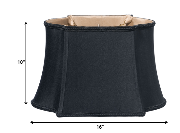 HomeRoots 16" Premium Oblong Shantung Lampshade in Black Finish With Bronze Lining