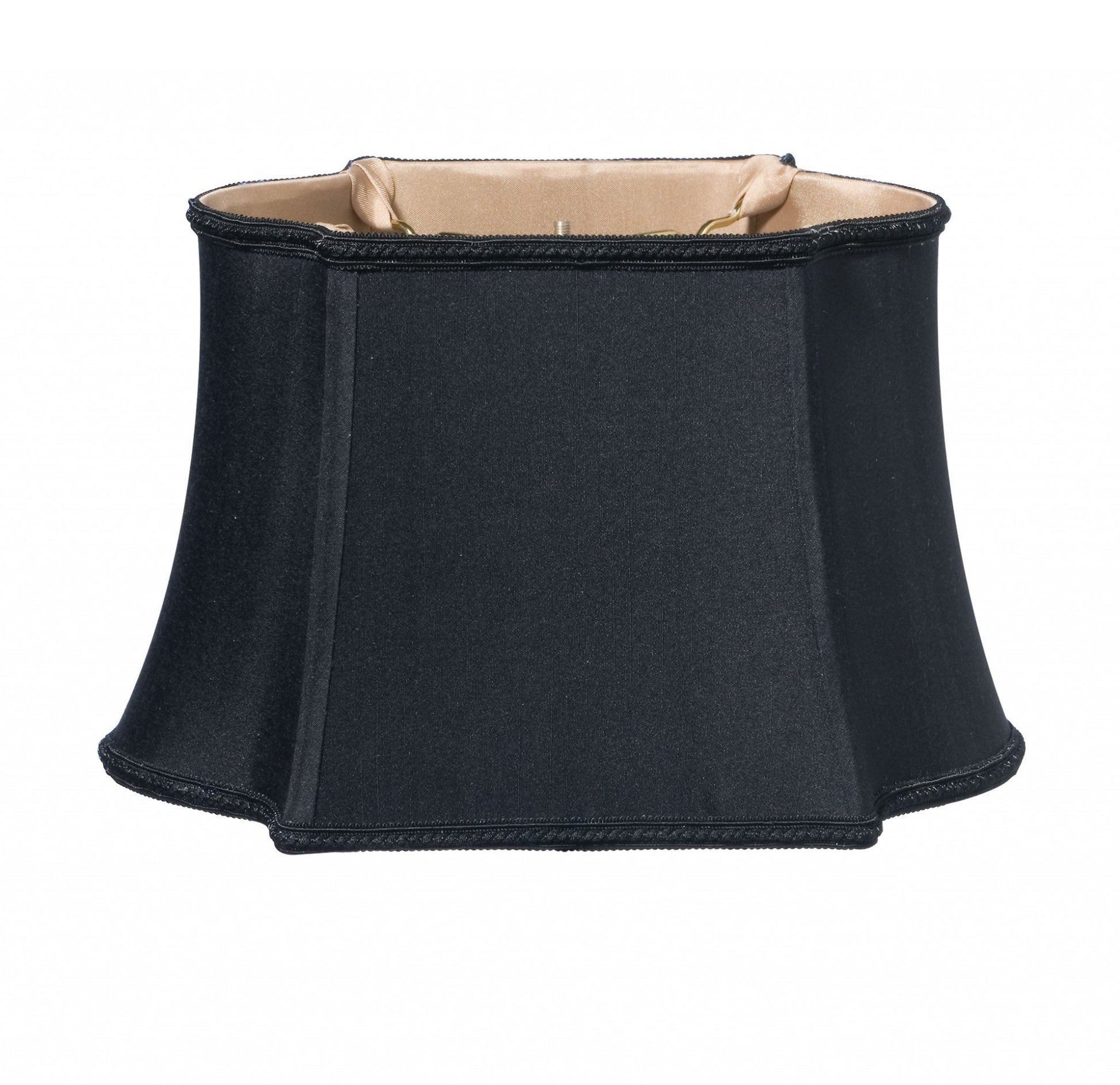 HomeRoots 16" Premium Oblong Shantung Lampshade in Black Finish With Bronze Lining