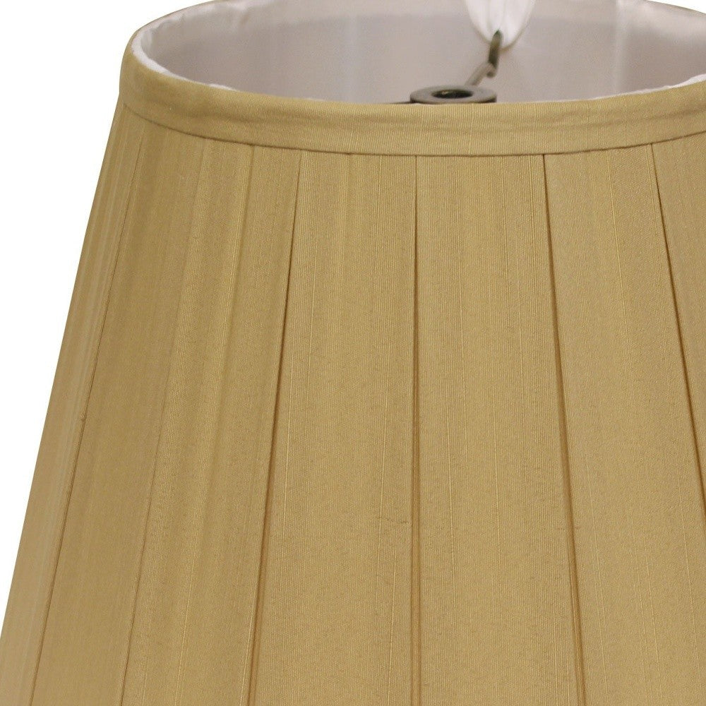 HomeRoots 16" Primrose Slanted Crimped Box Shantung Lampshade in Camel Finish