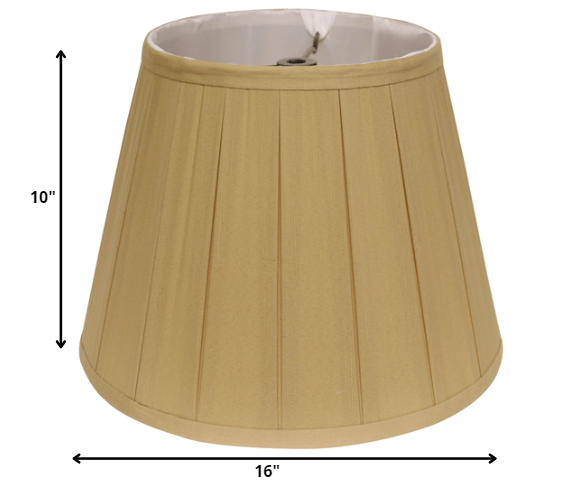 HomeRoots 16" Primrose Slanted Crimped Box Shantung Lampshade in Camel Finish