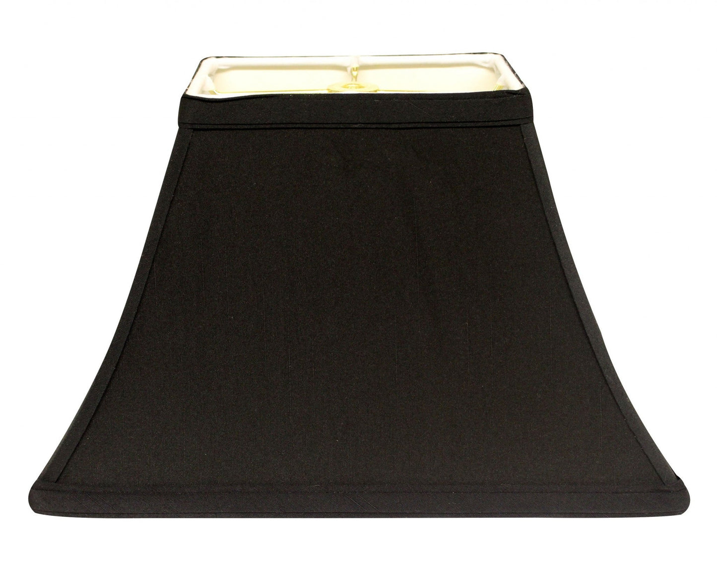 HomeRoots 16" Rectangle Bell Shantung Lampshade in Black Finish with White Lining