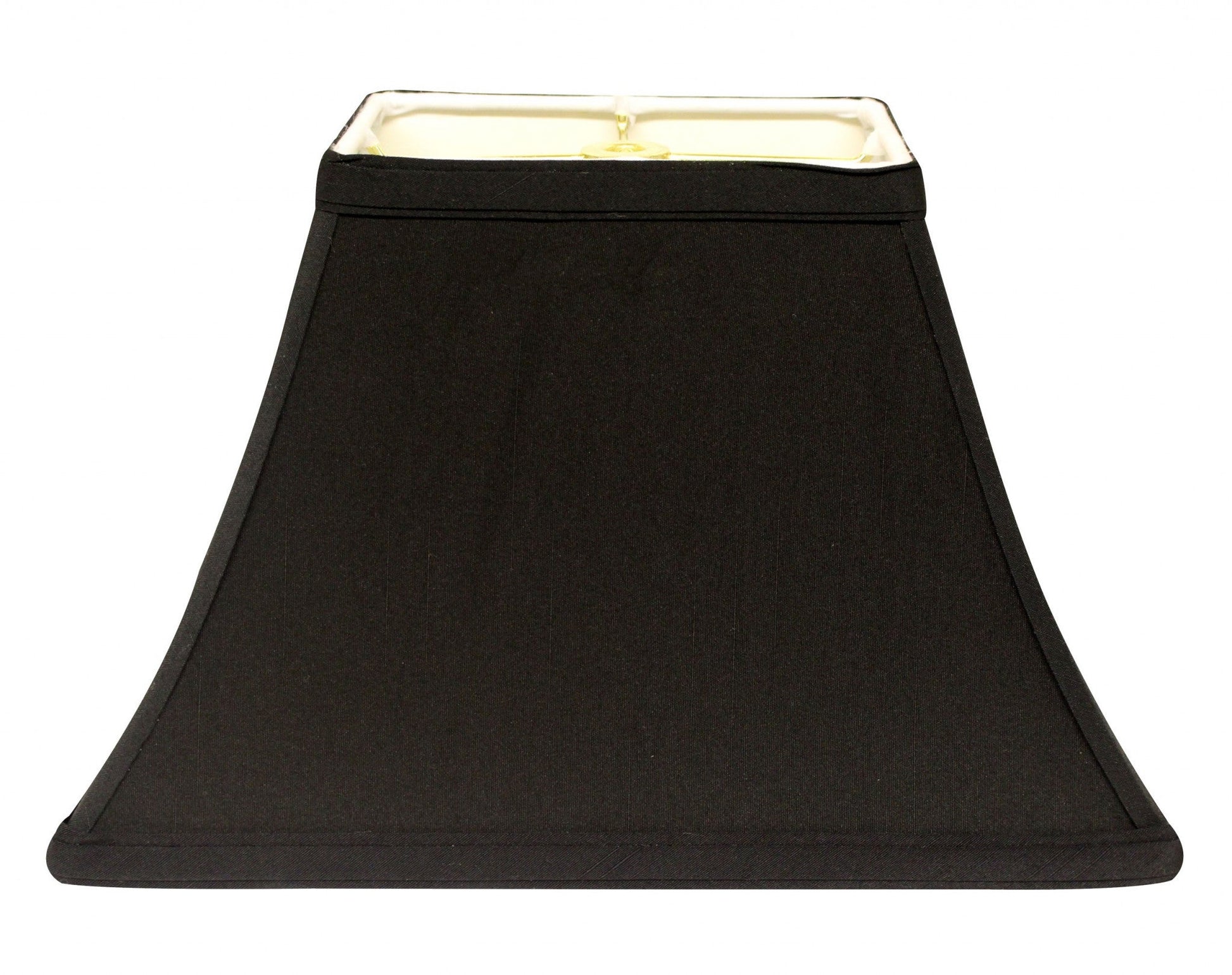 HomeRoots 16" Rectangle Bell Shantung Lampshade in Black Finish with White Lining