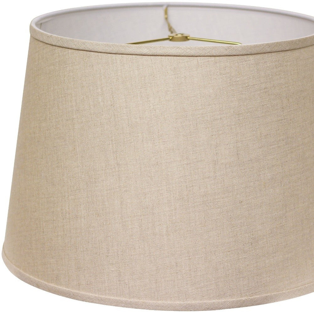HomeRoots 16" Rounded Empire Slanted Linen Lampshade in Dark Wheat Finish