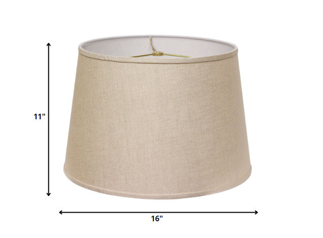 HomeRoots 16" Rounded Empire Slanted Linen Lampshade in Dark Wheat Finish