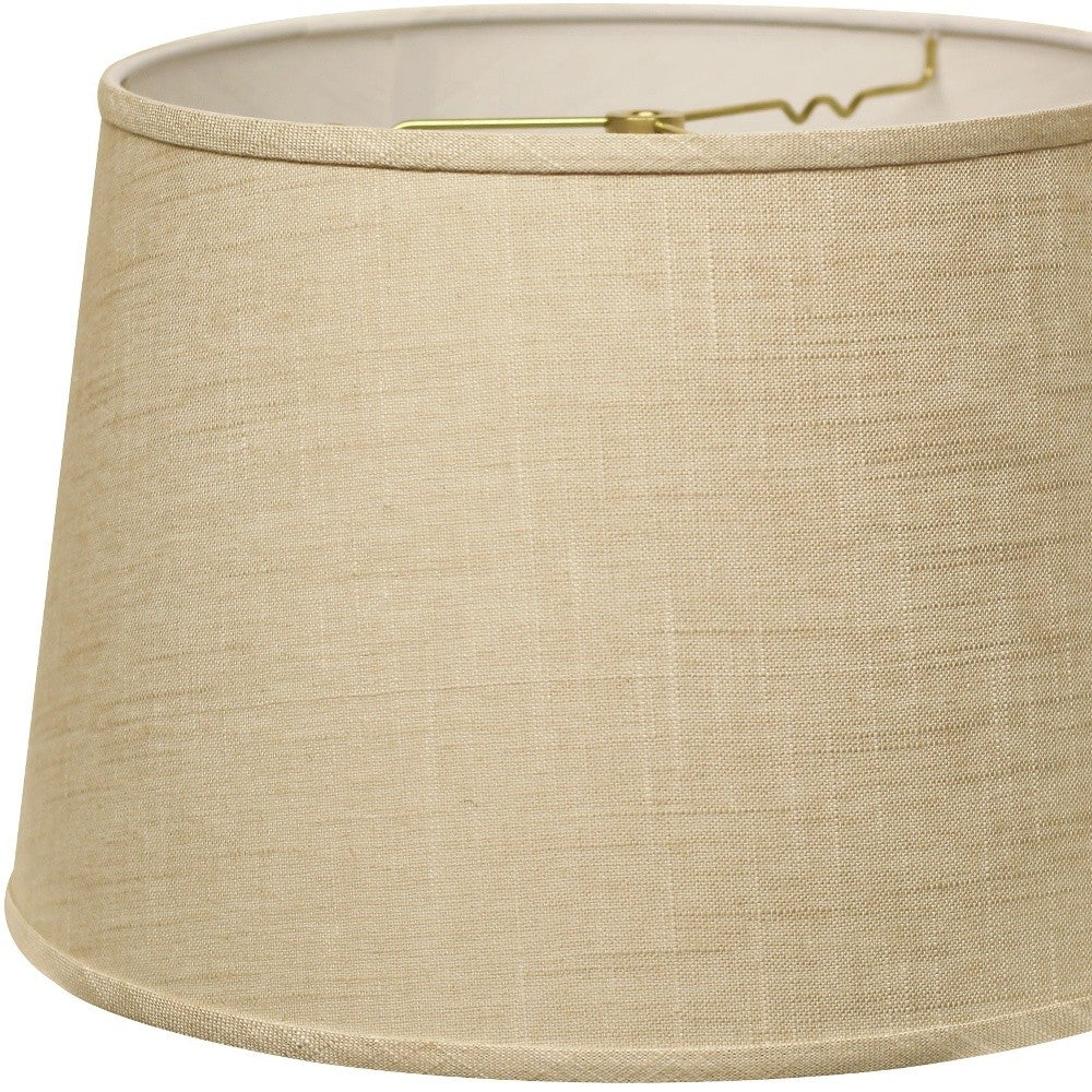 HomeRoots 16" Rounded Empire Slanted Linen Lampshade in Light Wheat Finish