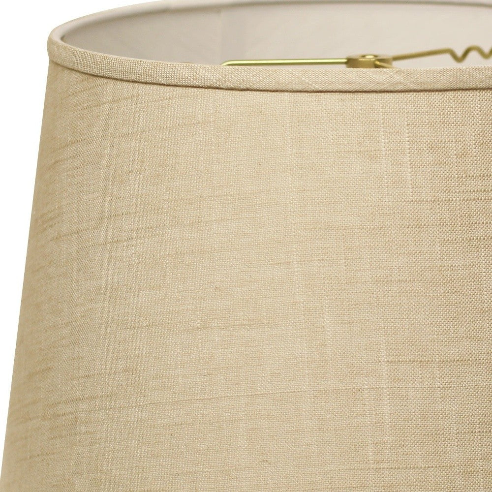 HomeRoots 16" Rounded Empire Slanted Linen Lampshade in Light Wheat Finish