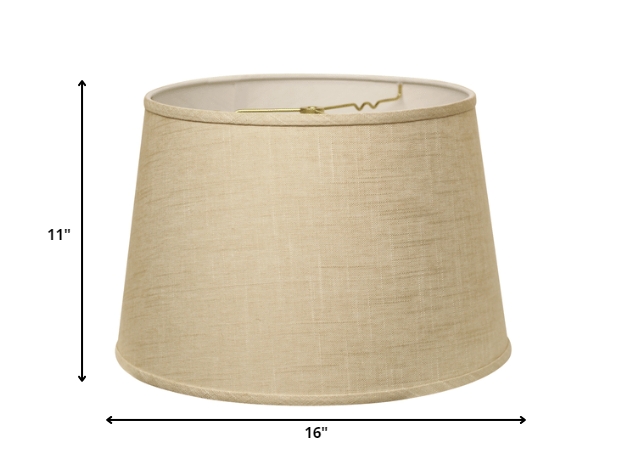 HomeRoots 16" Rounded Empire Slanted Linen Lampshade in Light Wheat Finish