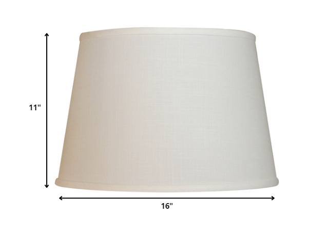 HomeRoots 16" Rounded Empire Slanted Linen Lampshade in White Finish