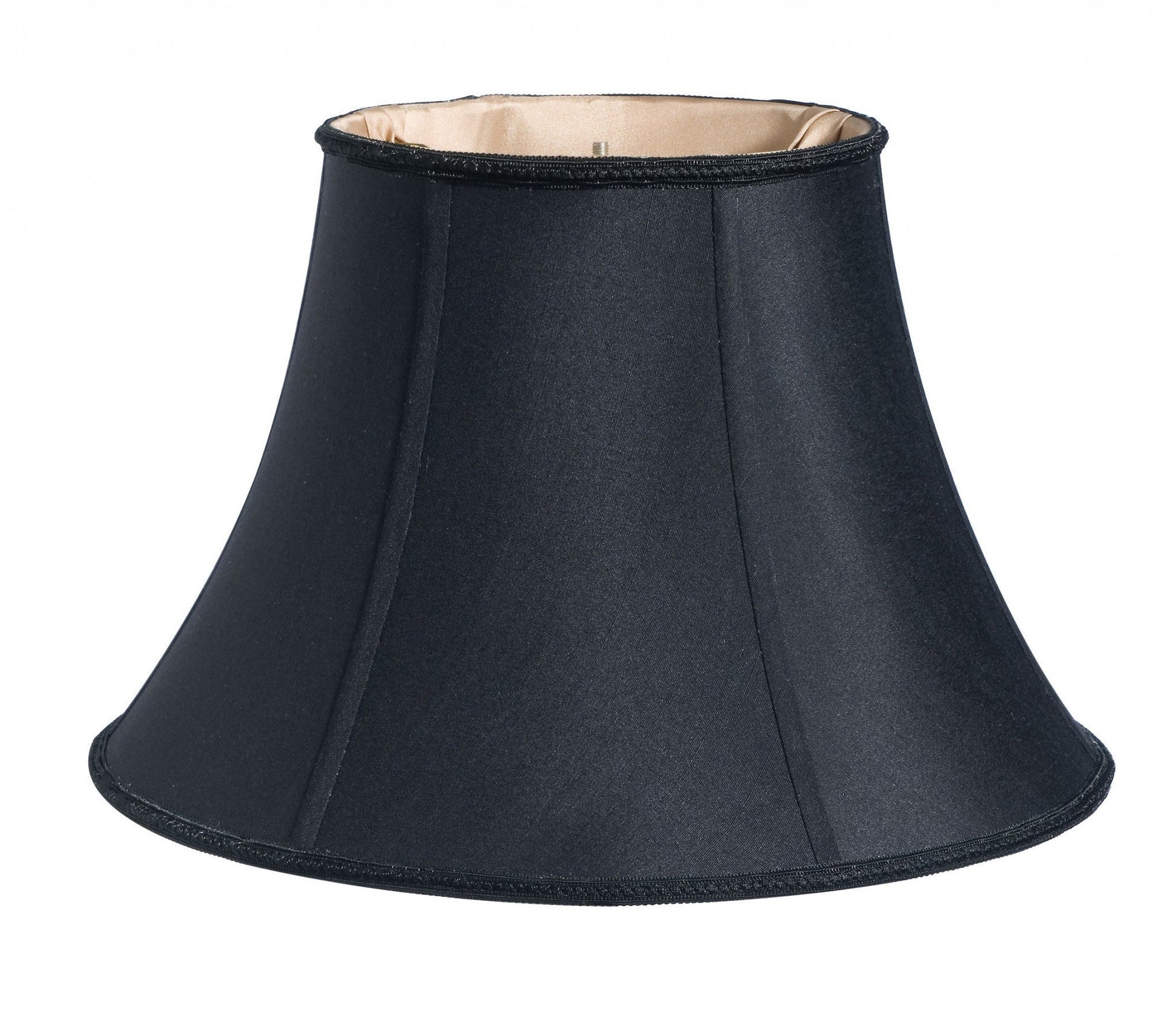 HomeRoots 16" Slanted Bell Paperback Shantung Lampshade in Black Finish