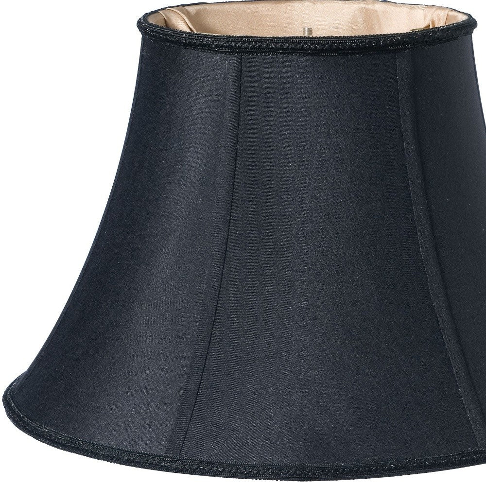 HomeRoots 16" Slanted Bell Paperback Shantung Lampshade in Black Finish