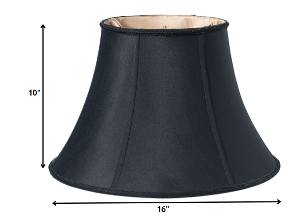 HomeRoots 16" Slanted Bell Paperback Shantung Lampshade in Black Finish