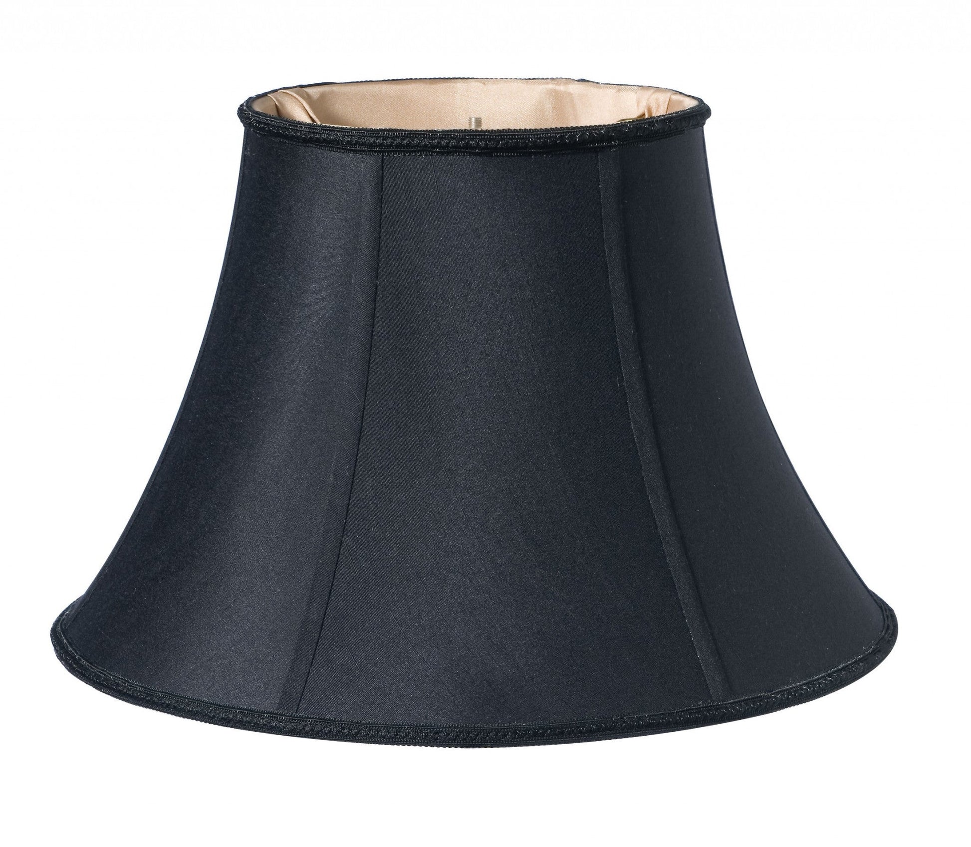 HomeRoots 16" Slanted Bell Paperback Shantung Lampshade in Black Finish