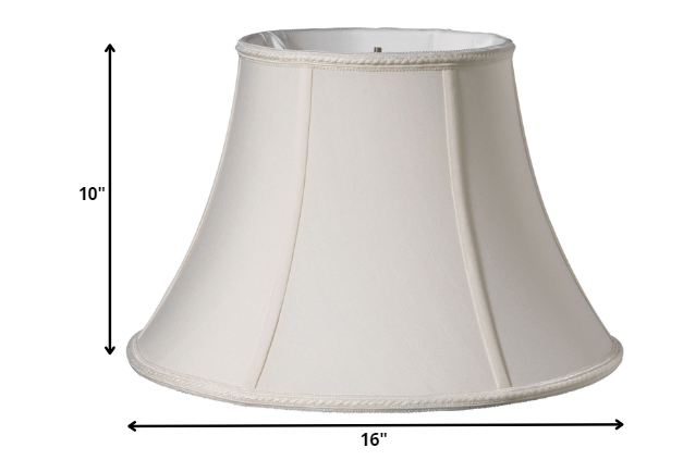 HomeRoots 16" Slanted Bell Paperback Shantung Lampshade in Cream Finish
