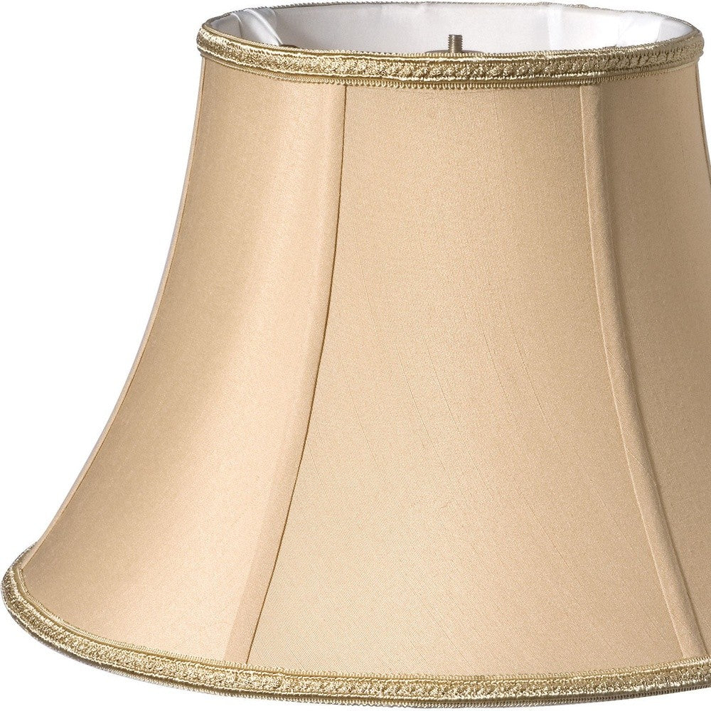 HomeRoots 16" Slanted Bell Paperback Shantung Lampshade in Vintage Gold Finish