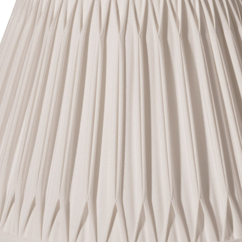 HomeRoots 16" Slanted Bell Smocked Paperback Shantung Lampshade in Cream Finish