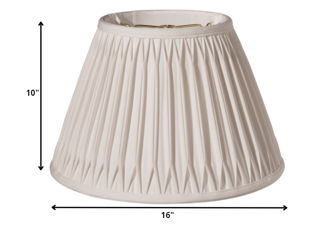 HomeRoots 16" Slanted Bell Smocked Paperback Shantung Lampshade in Cream Finish